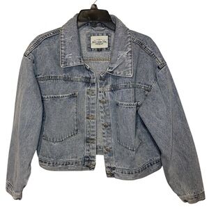 Ashley Vintage Charm Slightly Cropped Denim Jean Jacket size Large / L